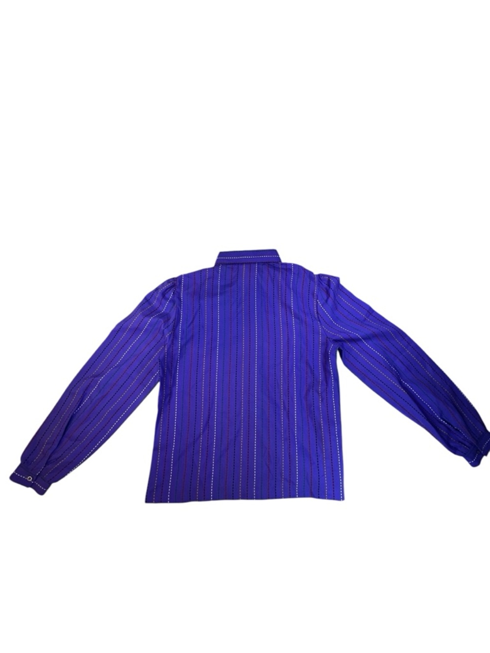 Ship 'n Shore Vintage 80s Royal Purple Stripe Puff Sleeve Blouse Size 10 S/M - Picture 5 of 6